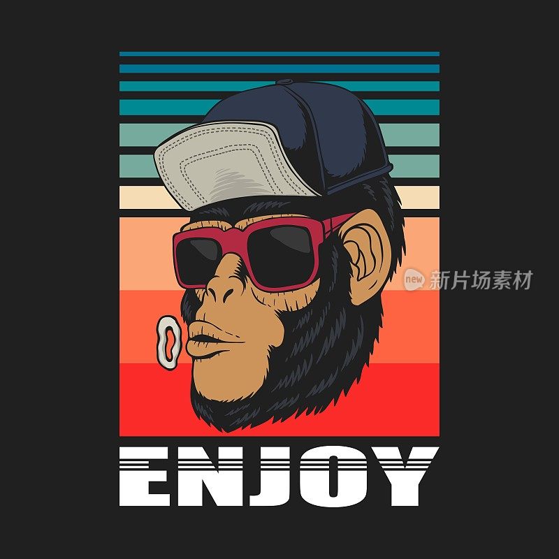 Enjoy monkey retro vector illustration